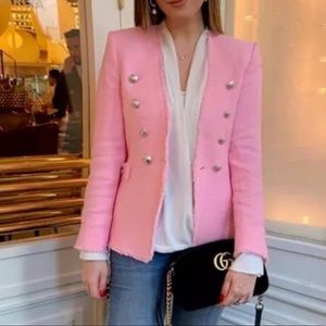 Zara Pink Tweed Blazer size M